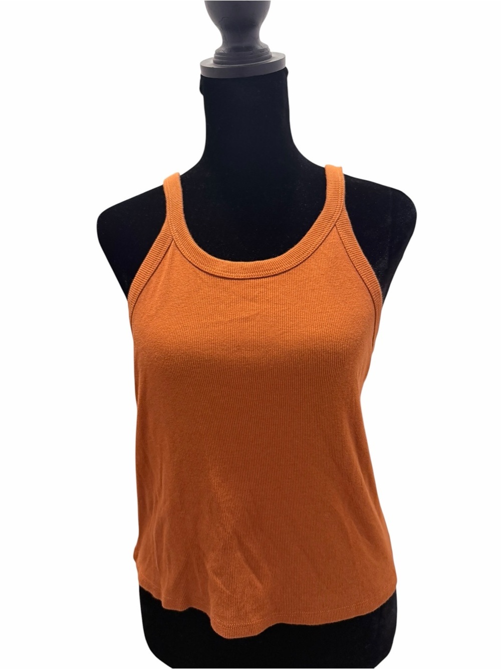 Open Edit Rust Orange Ribbed Tank Top - Picture 6 of 6